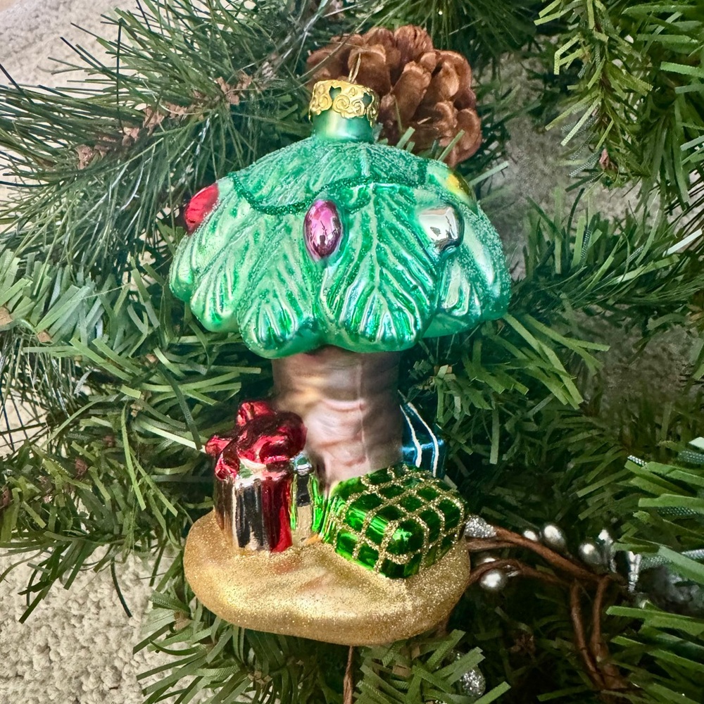 Glass Christmas Palm Ornament